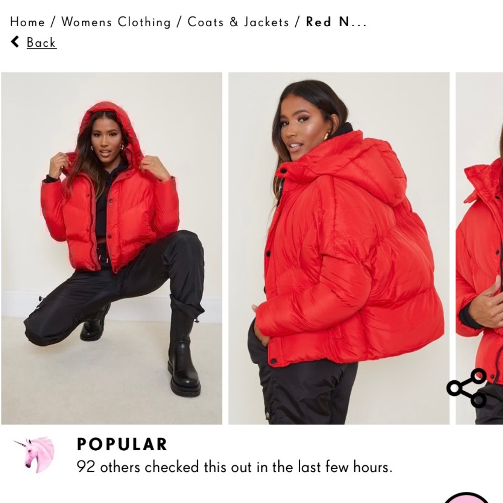 Pretty Little Thing Red Puffer Jacket